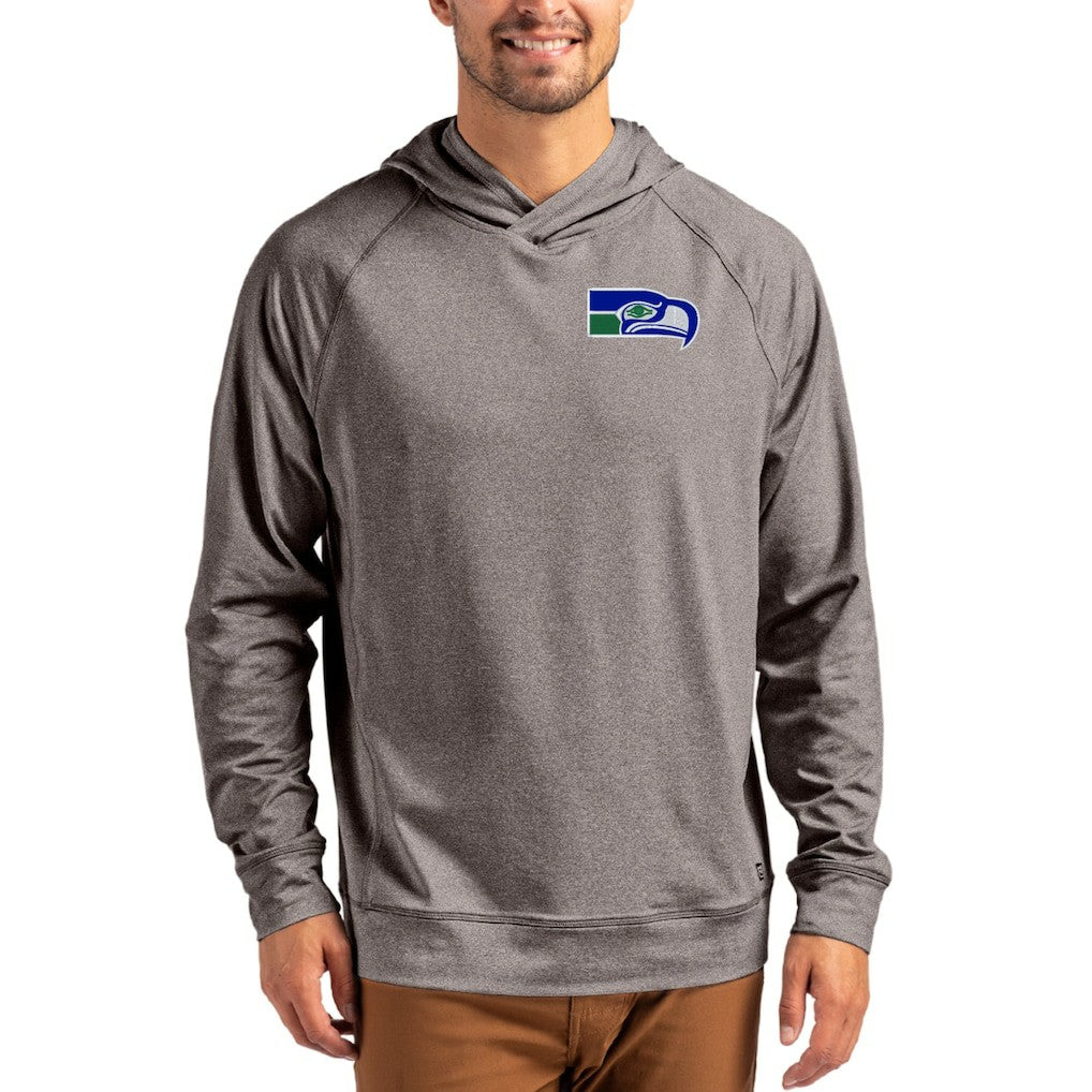 Seattle Seahawks Cutter & Buck Adapt Historic Knit Recycled Raglan Pullover Hoodie - Heather Gray - NFL
