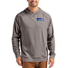 Seattle Seahawks Cutter & Buck Adapt Historic Knit Recycled Raglan Pullover Hoodie - Heather Gray - NFL