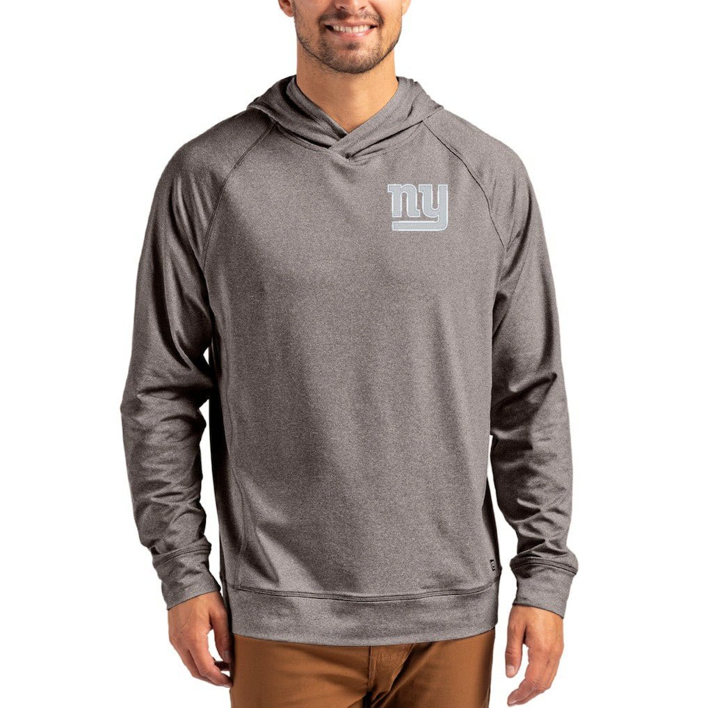 New York Giants Cutter & Buck Adapt Knit Recycled Raglan Pullover Hoodie - Heather Gray - NFL