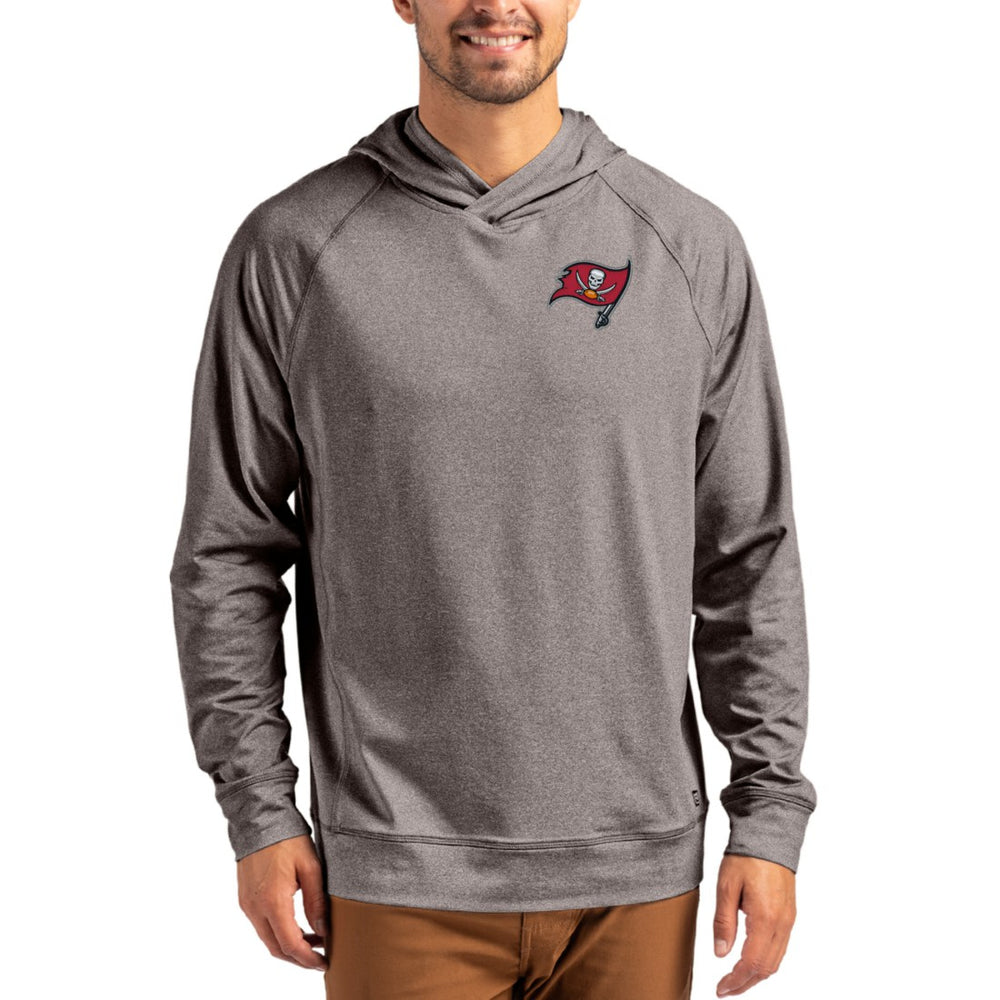 Tampa Bay Buccaneers Cutter & Buck Adapt Knit Recycled Raglan Pullover Hoodie - Heather Gray - NFL