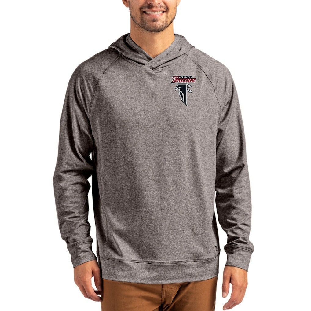 Atlanta Falcons Cutter & Buck Adapt Historic Knit Recycled Raglan Pullover Hoodie - Heather Gray - NFL