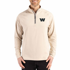 Washington Commanders Cutter & Buck Adapt Eco Knit Stretch Recycled Quarter-Zip Pullover - Tan - NFL