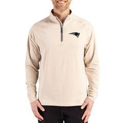 New England Patriots Cutter & Buck Adapt Eco Knit Stretch Recycled Quarter-Zip Pullover - Tan - NFL