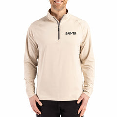 New Orleans Saints Cutter & Buck Adapt Eco Knit Stretch Recycled Quarter-Zip Pullover - Tan - NFL