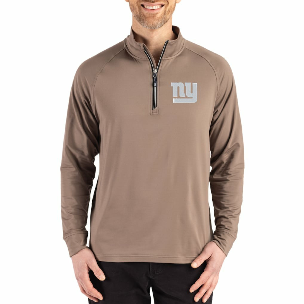 New York Giants Cutter & Buck Adapt Eco Knit Stretch Recycled Quarter-Zip Pullover - Brown - NFL