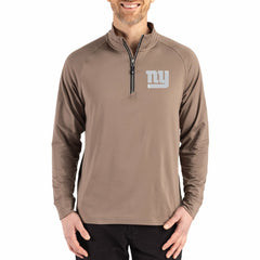 New York Giants Cutter & Buck Adapt Eco Knit Stretch Recycled Quarter-Zip Pullover - Brown - NFL