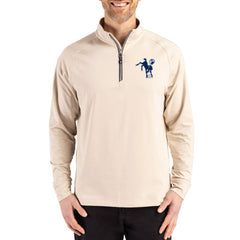Indianapolis Colts Cutter & Buck Throwback Logo Adapt Eco Knit Stretch Recycled Quarter-Zip Pullover - Tan - NFL