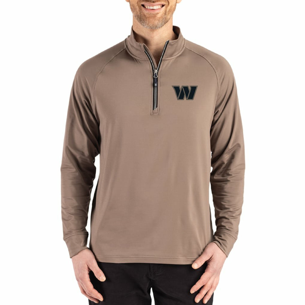 Washington Commanders Cutter & Buck Adapt Eco Knit Stretch Recycled Quarter-Zip Pullover - Brown - NFL