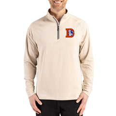 Denver Broncos Cutter & Buck Throwback Logo Adapt Eco Knit Stretch Recycled Quarter-Zip Pullover - Tan - NFL