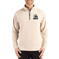 Cleveland Browns Cutter & Buck Adapt Eco Knit Stretch Recycled Quarter-Zip Pullover - Tan - NFL