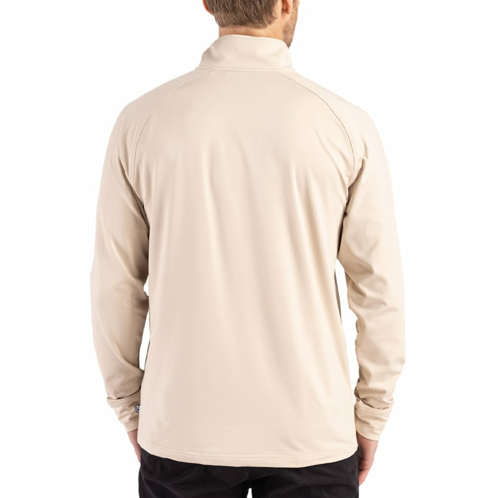Cleveland Browns Cutter & Buck Adapt Eco Knit Stretch Recycled Quarter-Zip Pullover - Tan - NFL