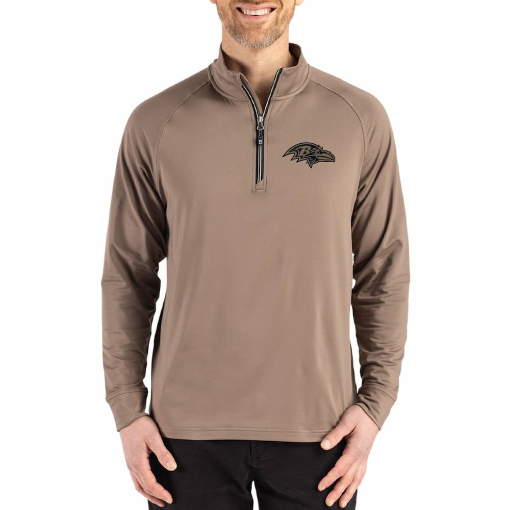 Baltimore Ravens Cutter & Buck Adapt Eco Knit Stretch Recycled Quarter-Zip Pullover - Brown - NFL