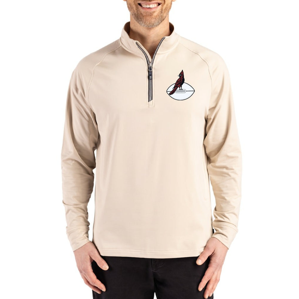 Arizona Cardinals Cutter & Buck Throwback Logo Adapt Eco Knit Stretch Recycled Quarter-Zip Pullover - Tan - NFL