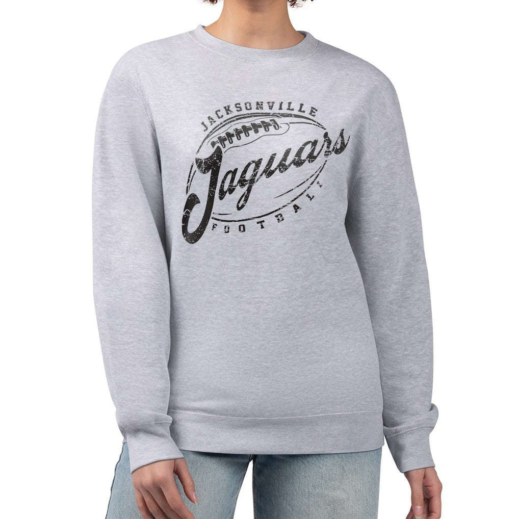 Jacksonville Jaguars G-III 4Her by Carl Banks Women's Distressed Graphics Fleece Pullover Sweatshirt - Gray - NFL