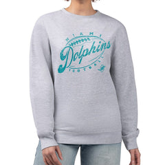 Miami Dolphins G-III 4Her by Carl Banks Women's Distressed Graphics Fleece Pullover Sweatshirt - Gray - NFL