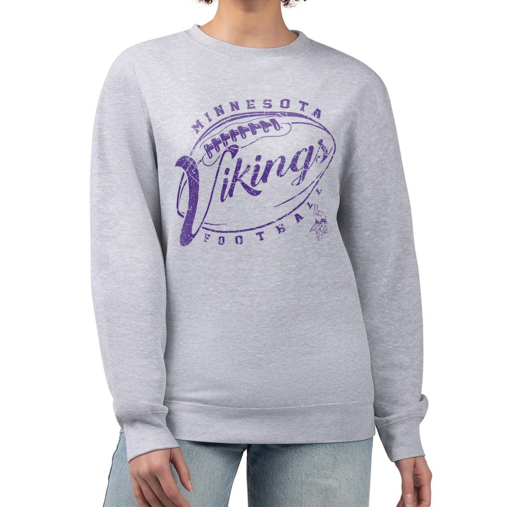 Minnesota Vikings G-III 4Her by Carl Banks Women's Distressed Graphics Fleece Pullover Sweatshirt - Gray - NFL