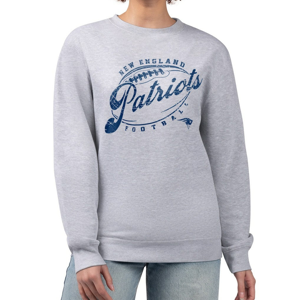 New England Patriots G-III 4Her by Carl Banks Women's Distressed Graphics Fleece Pullover Sweatshirt - Gray - NFL