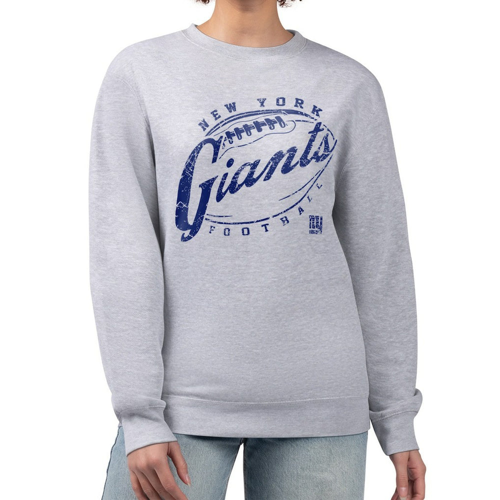New York Giants G-III 4Her by Carl Banks Women's Distressed Graphics Fleece Pullover Sweatshirt - Gray - NFL