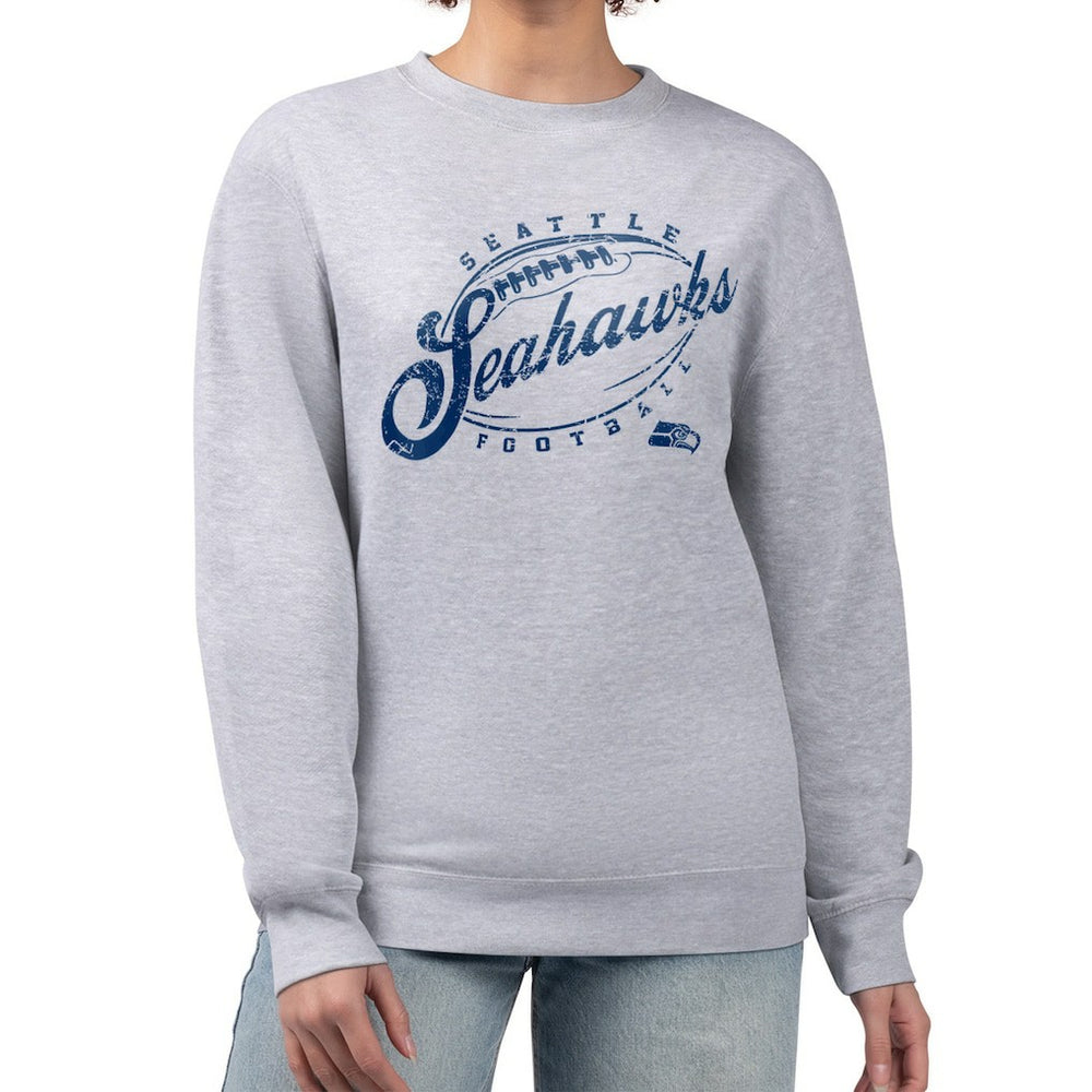 Seattle Seahawks G-III 4Her by Carl Banks Women's Distressed Graphics Fleece Pullover Sweatshirt - Gray - NFL