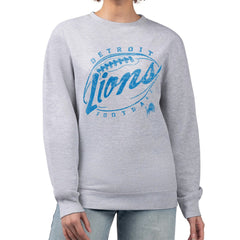 Detroit Lions G-III 4Her by Carl Banks Women's Distressed Graphics Fleece Pullover Sweatshirt - Gray - NFL
