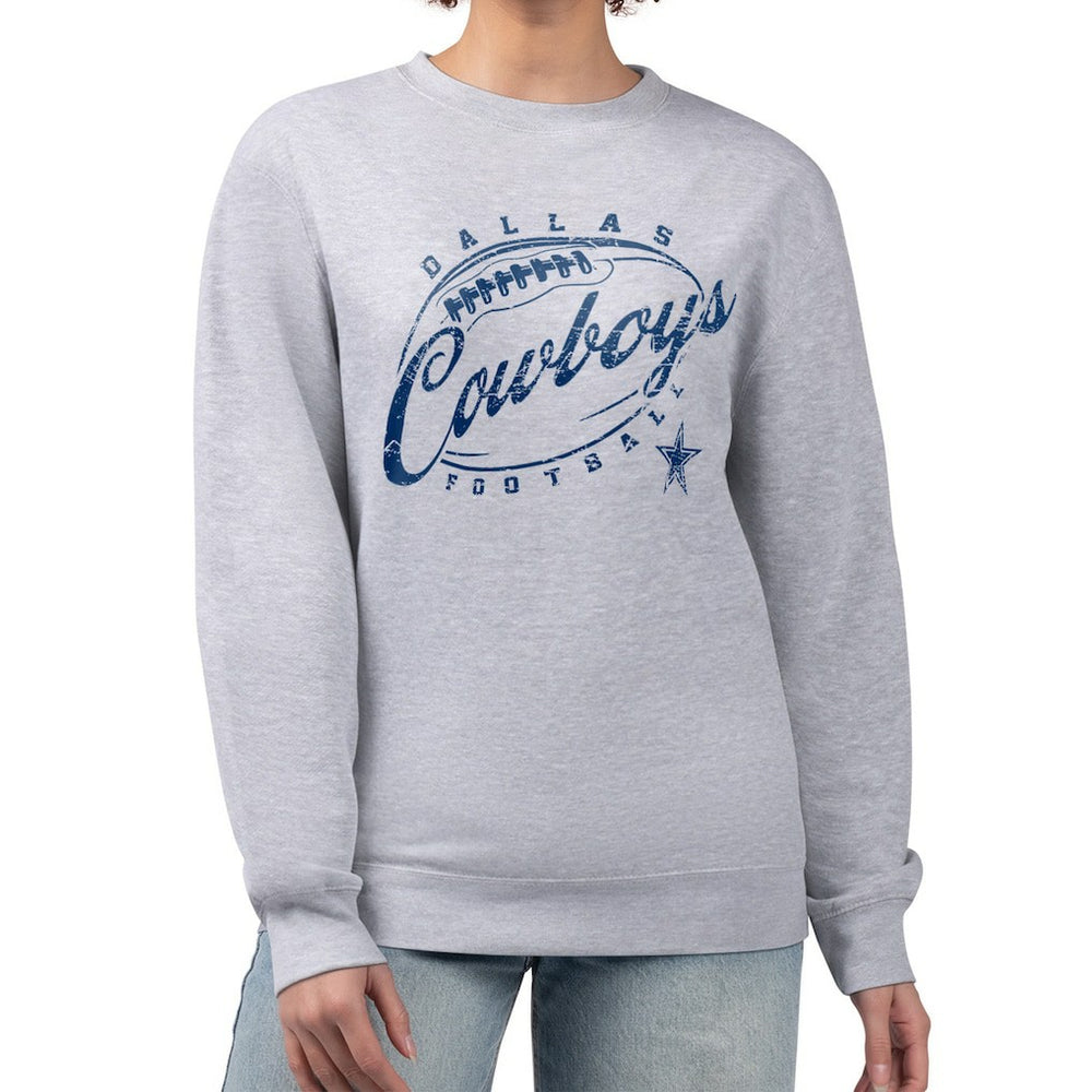 Dallas Cowboys G-III 4Her by Carl Banks Women's Distressed Graphics Fleece Pullover Sweatshirt - Gray - NFL