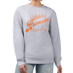 Denver Broncos G-III 4Her by Carl Banks Women's Distressed Graphics Fleece Pullover Sweatshirt - Gray - NFL