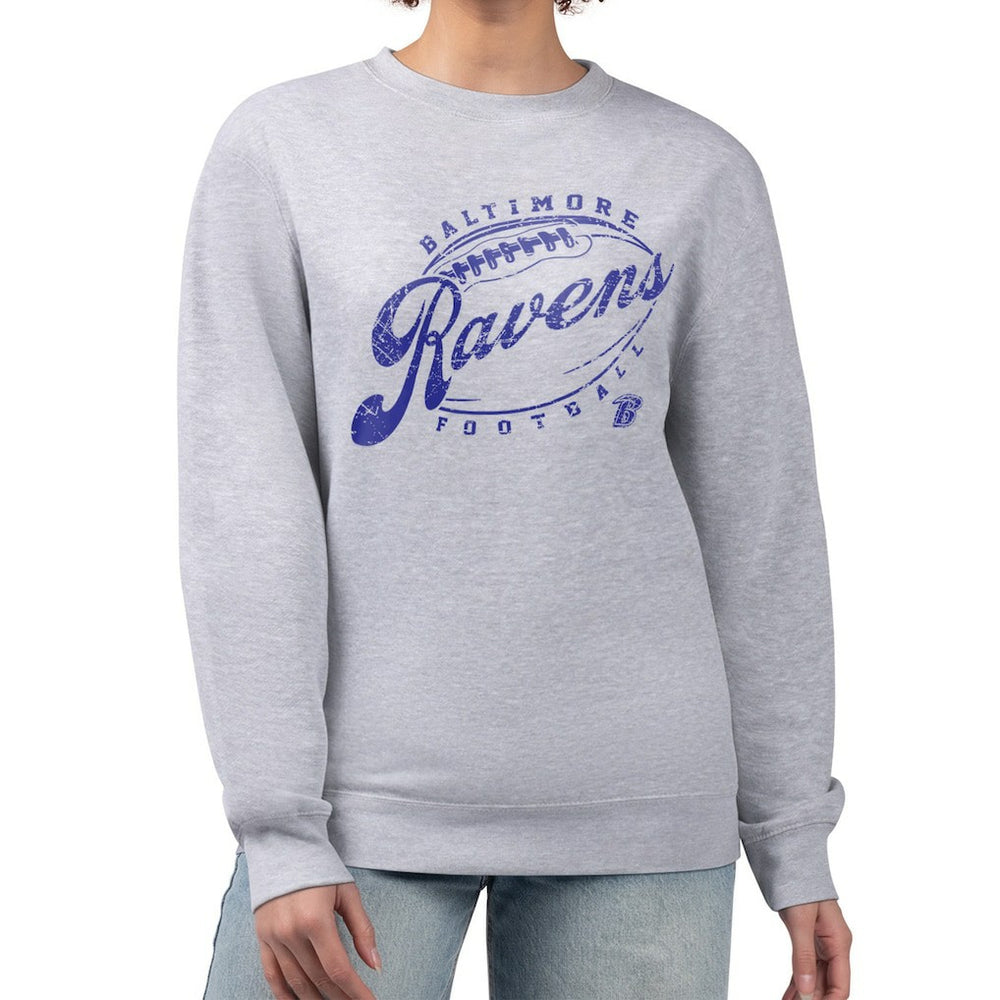 Baltimore Ravens G-III 4Her by Carl Banks Women's Distressed Graphics Fleece Pullover Sweatshirt - Gray - NFL