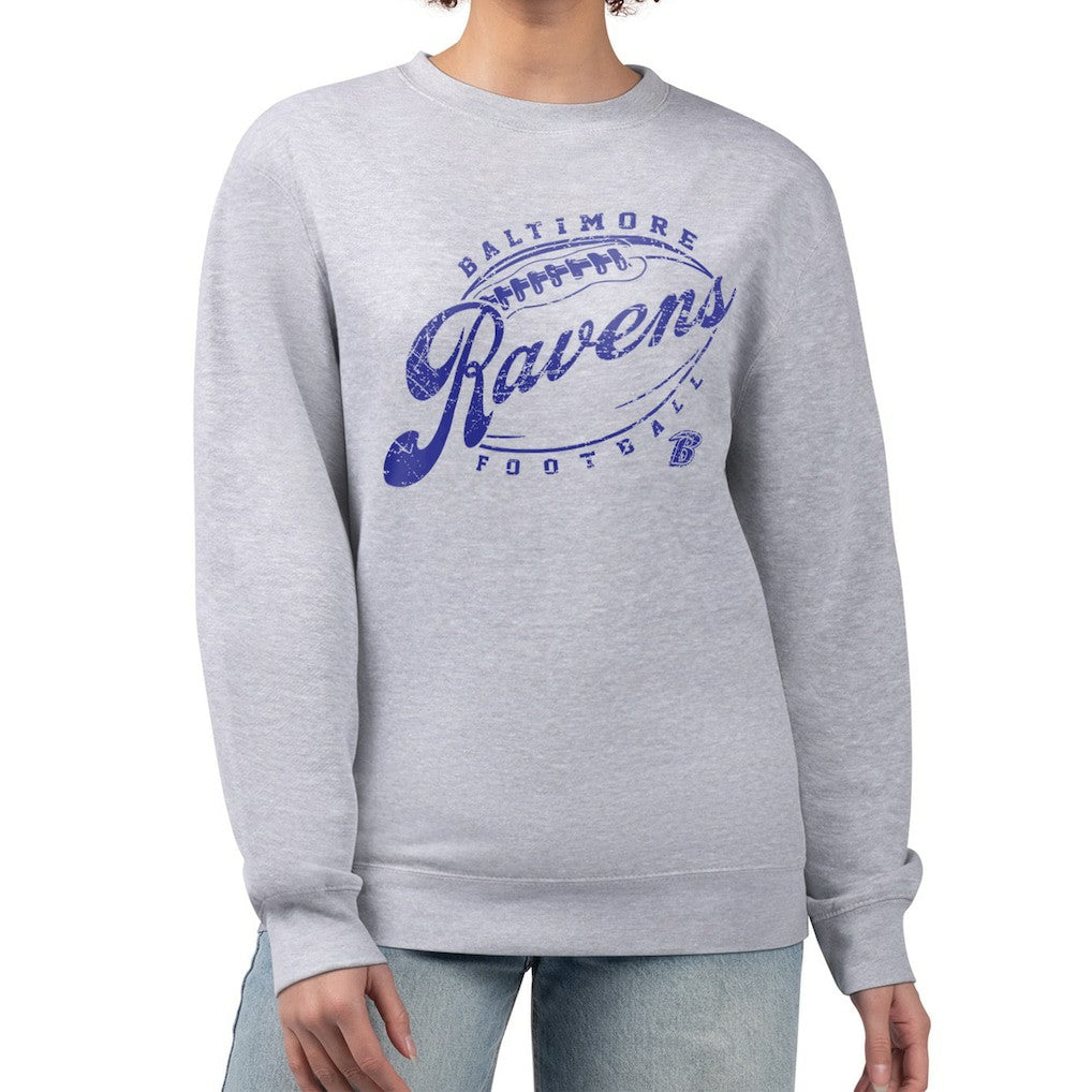 Baltimore Ravens G-III 4Her by Carl Banks Women's Distressed Graphics Fleece Pullover Sweatshirt - Gray - NFL