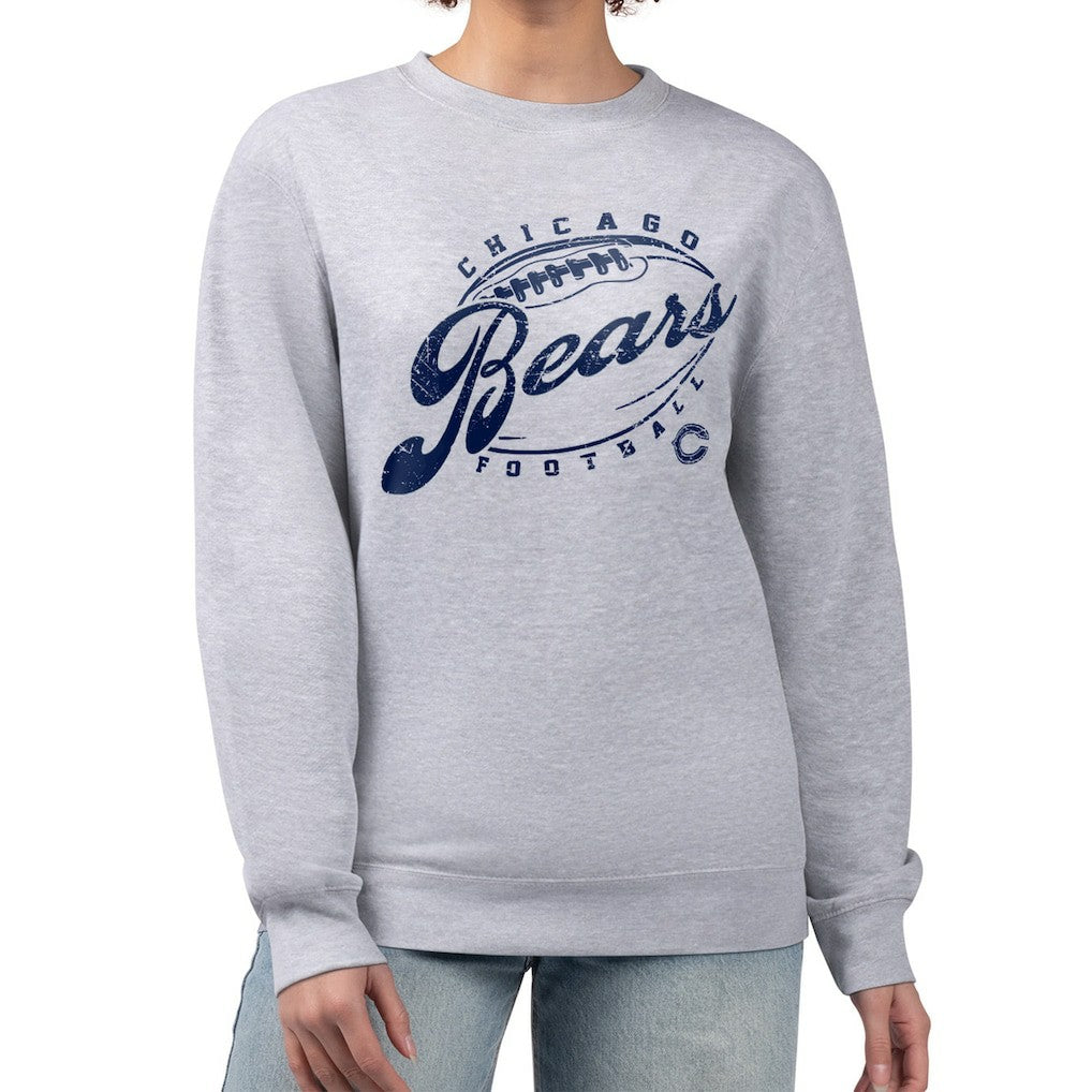 Chicago Bears G-III 4Her by Carl Banks Women's Distressed Graphics Fleece Pullover Sweatshirt - Gray - NFL