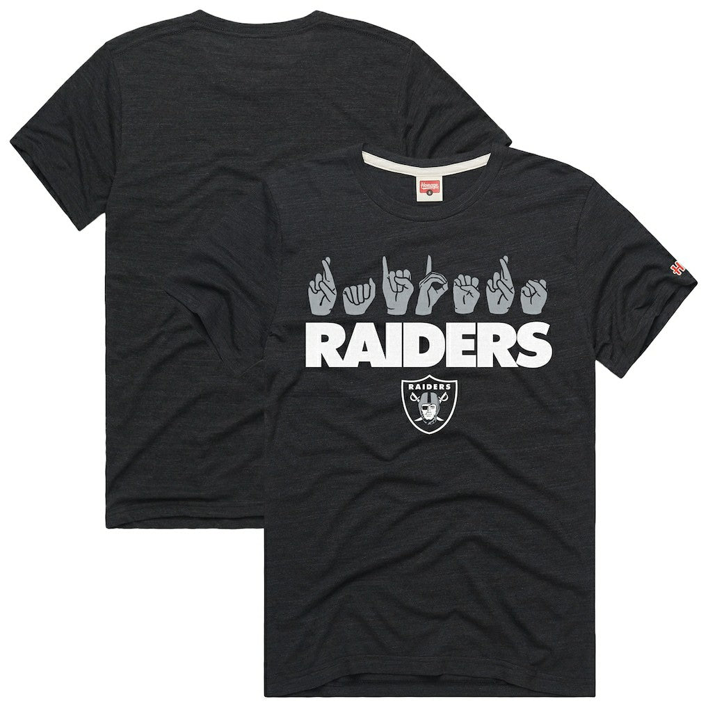 Las Vegas Raiders Homage Unisex NFL ASL Collection by Love Sign Tri-Blend T-Shirt - Black - NFL