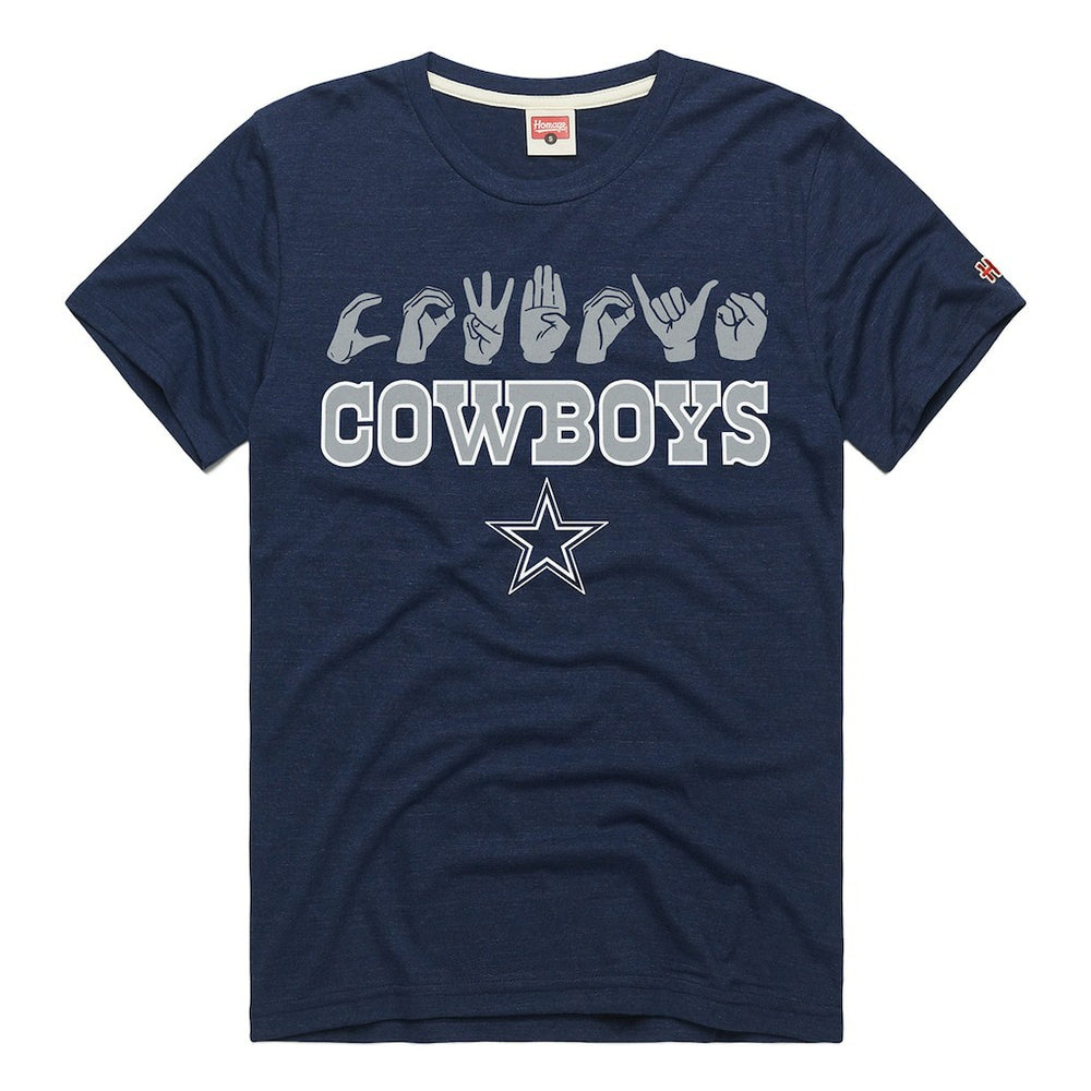 Dallas Cowboys Homage Unisex NFL ASL Collection by Love Sign Tri-Blend T-Shirt - Navy - NFL