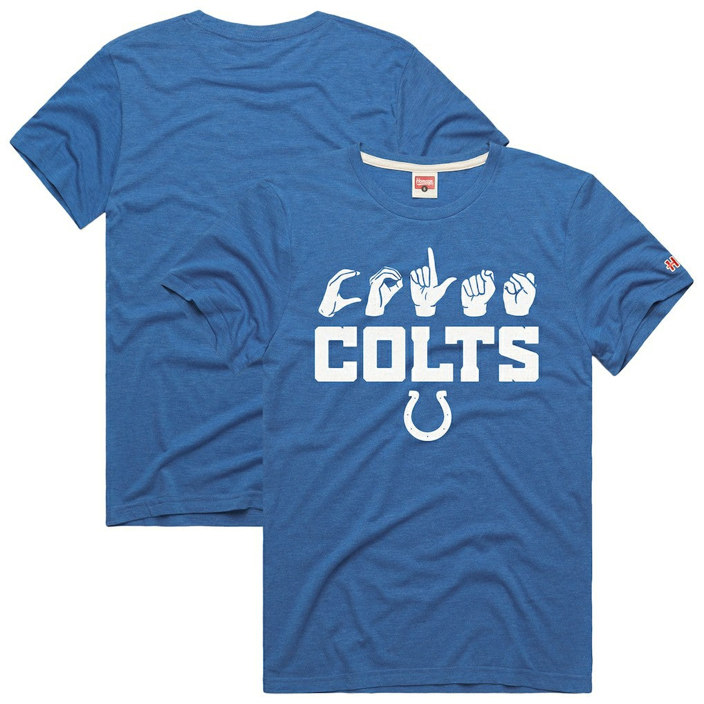 Indianapolis Colts Homage Unisex NFL ASL Collection by Love Sign Tri-Blend T-Shirt - Royal - NFL