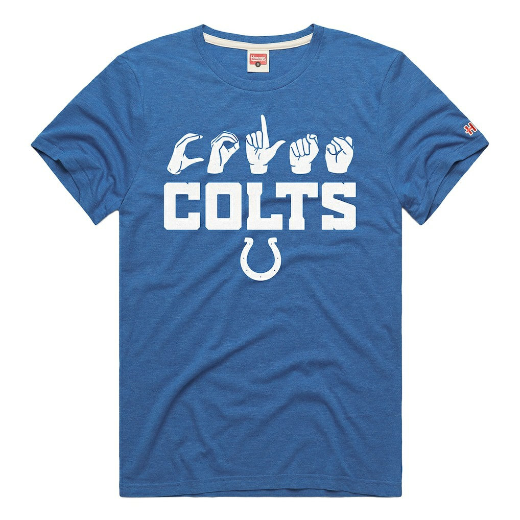 Indianapolis Colts Homage Unisex NFL ASL Collection by Love Sign Tri-Blend T-Shirt - Royal - NFL
