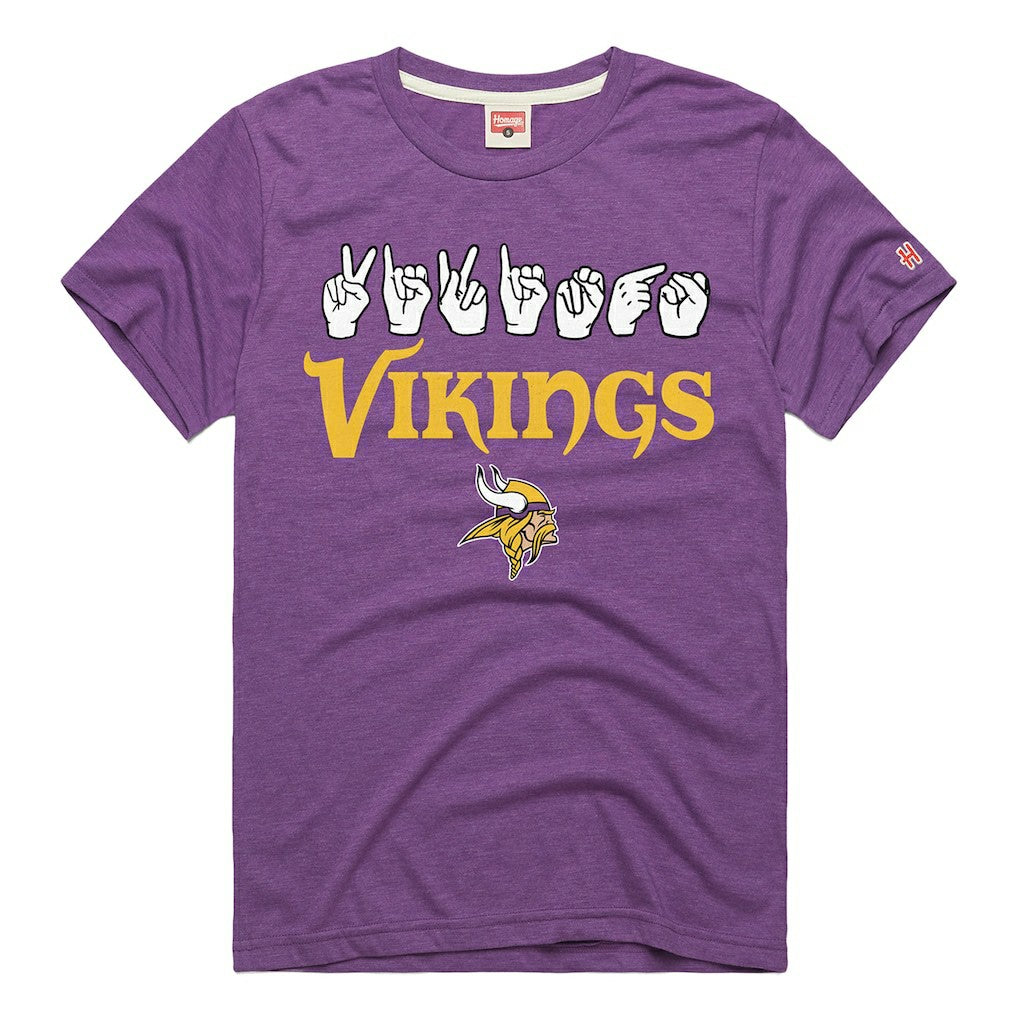 Minnesota Vikings Homage Unisex NFL ASL Collection by Love Sign Tri-Blend T-Shirt - Purple - NFL