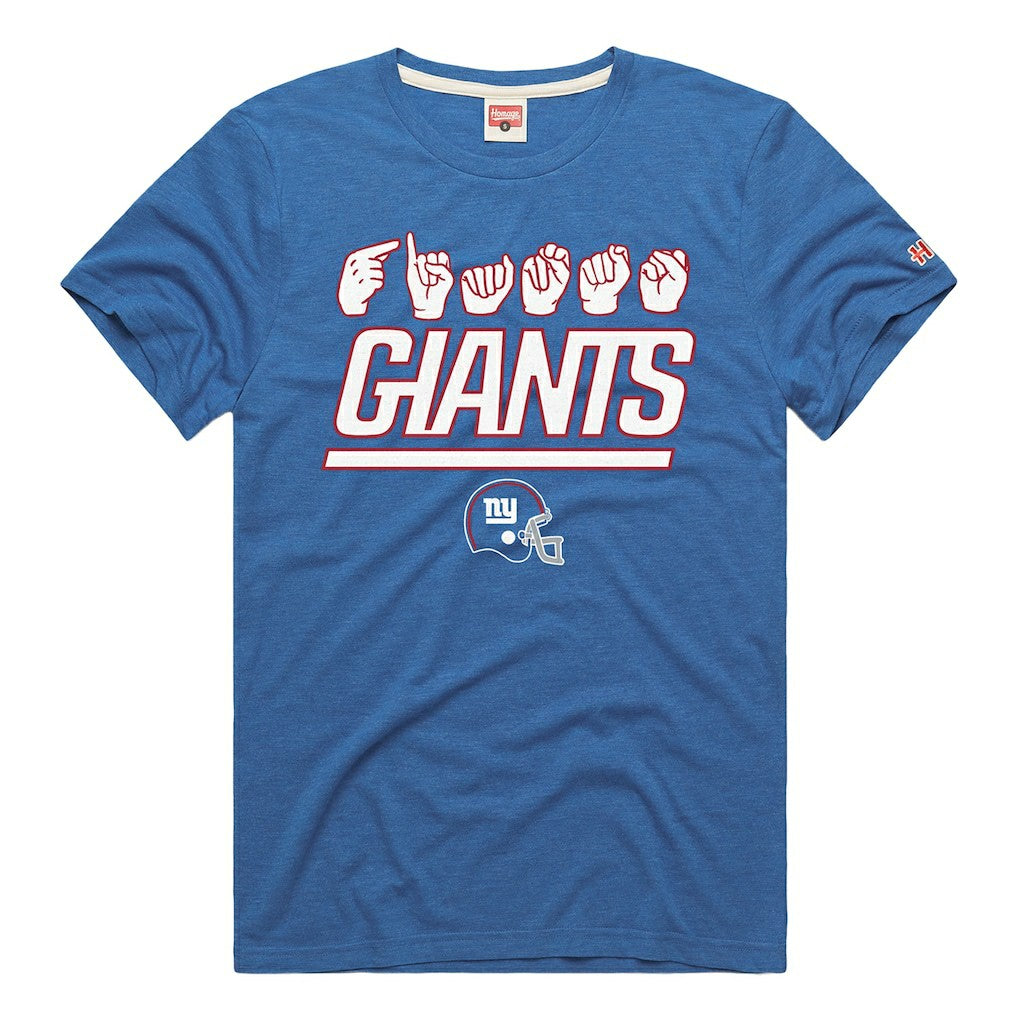 New York Giants Homage Unisex NFL ASL Collection by Love Sign Tri-Blend T-Shirt - Royal - NFL
