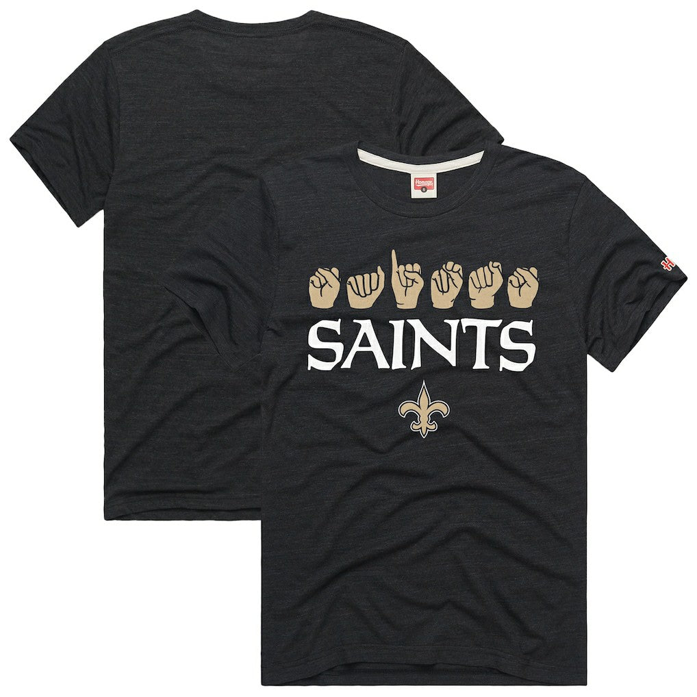 New Orleans Saints Homage Unisex NFL ASL Collection by Love Sign Tri-Blend T-Shirt - Black - NFL