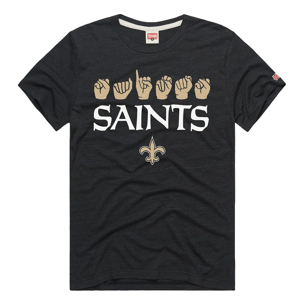 New Orleans Saints Homage Unisex NFL ASL Collection by Love Sign Tri-Blend T-Shirt - Black - NFL