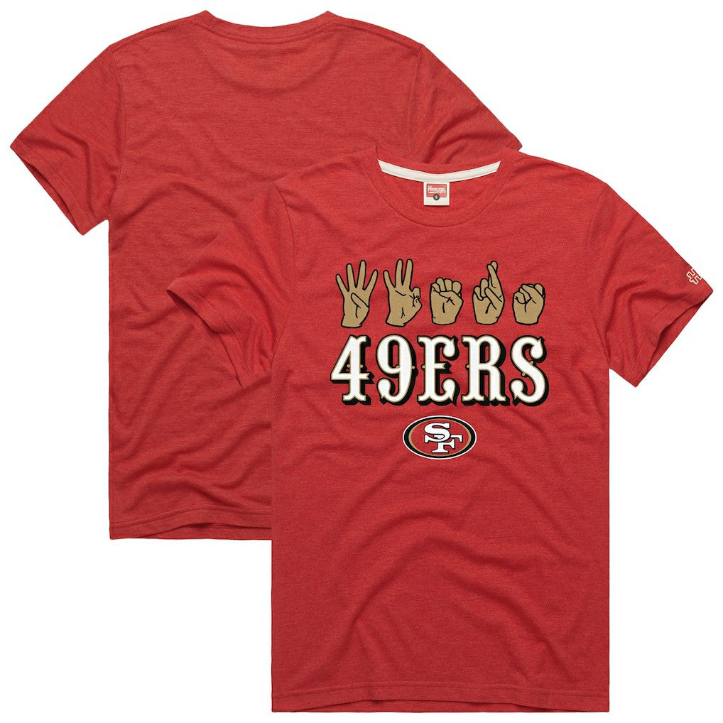 San Francisco 49ers Homage Unisex NFL ASL Collection by Love Sign Tri-Blend T-Shirt - Scarlet - NFL