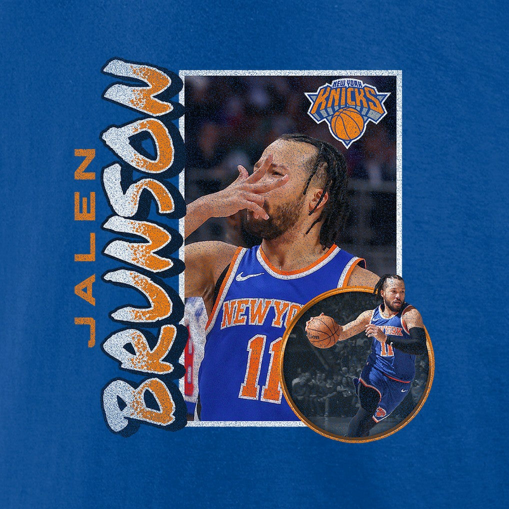 Jalen Brunson New York Knicks '90s Player Graphic T-Shirt Blue