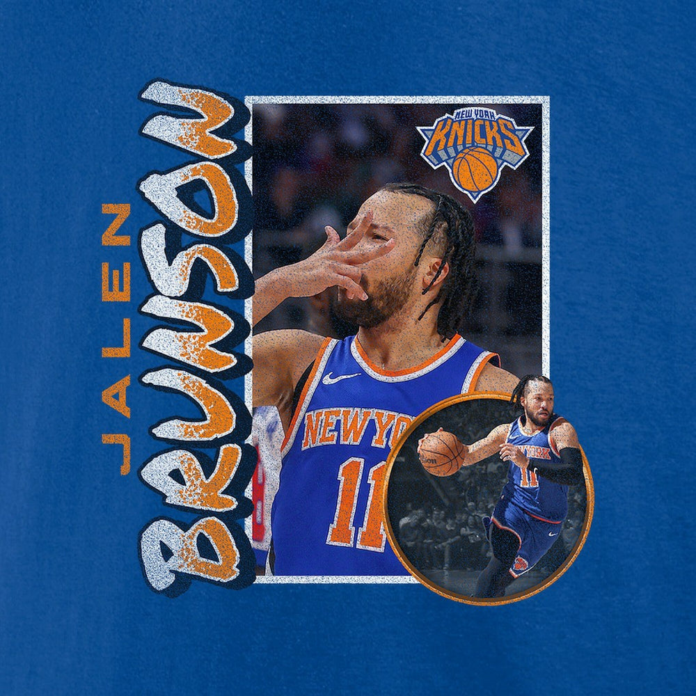 Jalen Brunson New York Knicks '90s Player Graphic T-Shirt Blue