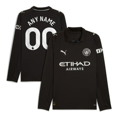 Puma - Manchester City 2025/26 Away Replica Long Sleeve Custom Jersey - Black