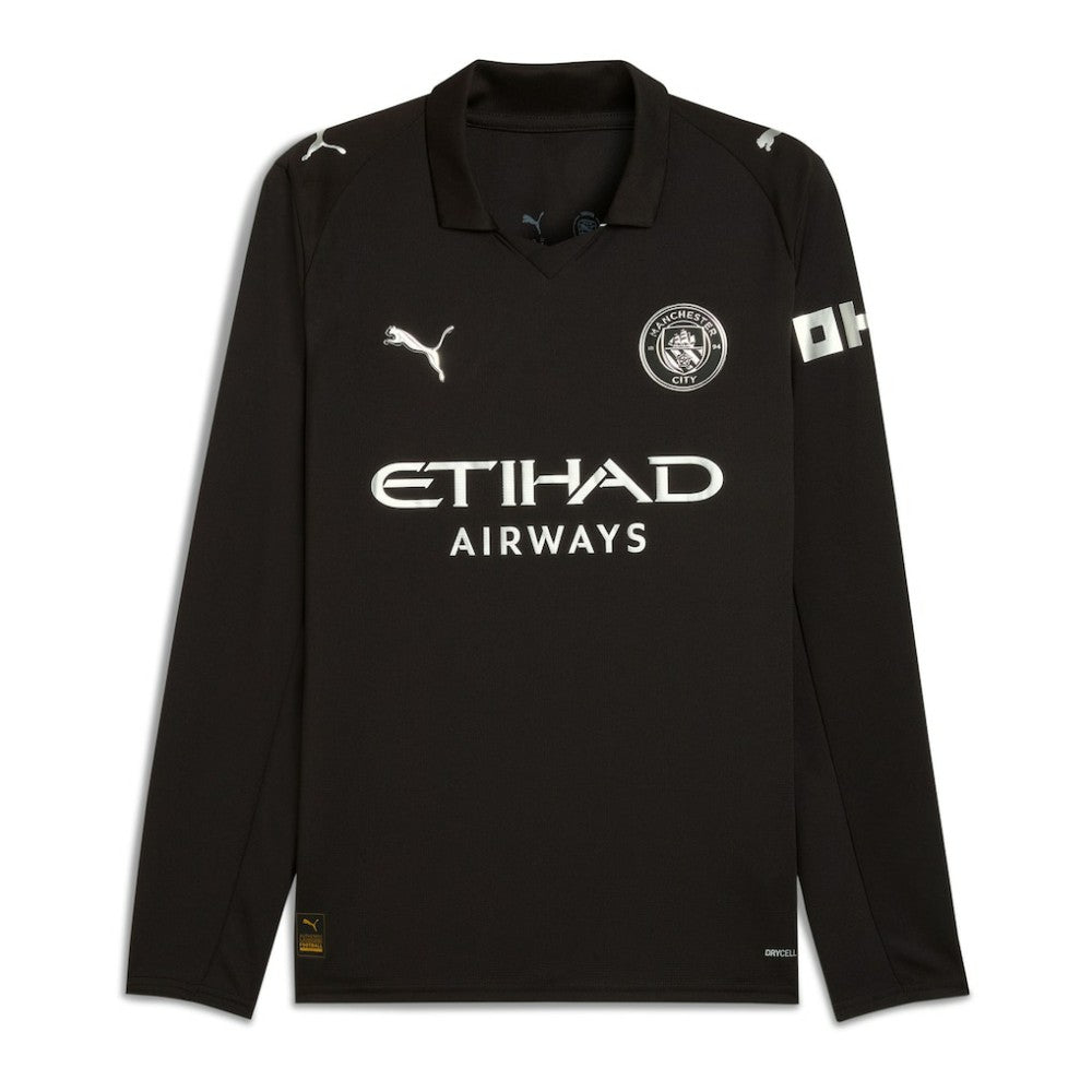 Puma - Manchester City 2025/26 Away Replica Long Sleeve Custom Jersey - Black