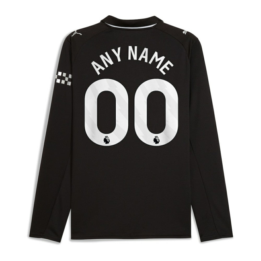 Puma - Manchester City 2025/26 Away Replica Long Sleeve Custom Jersey - Black