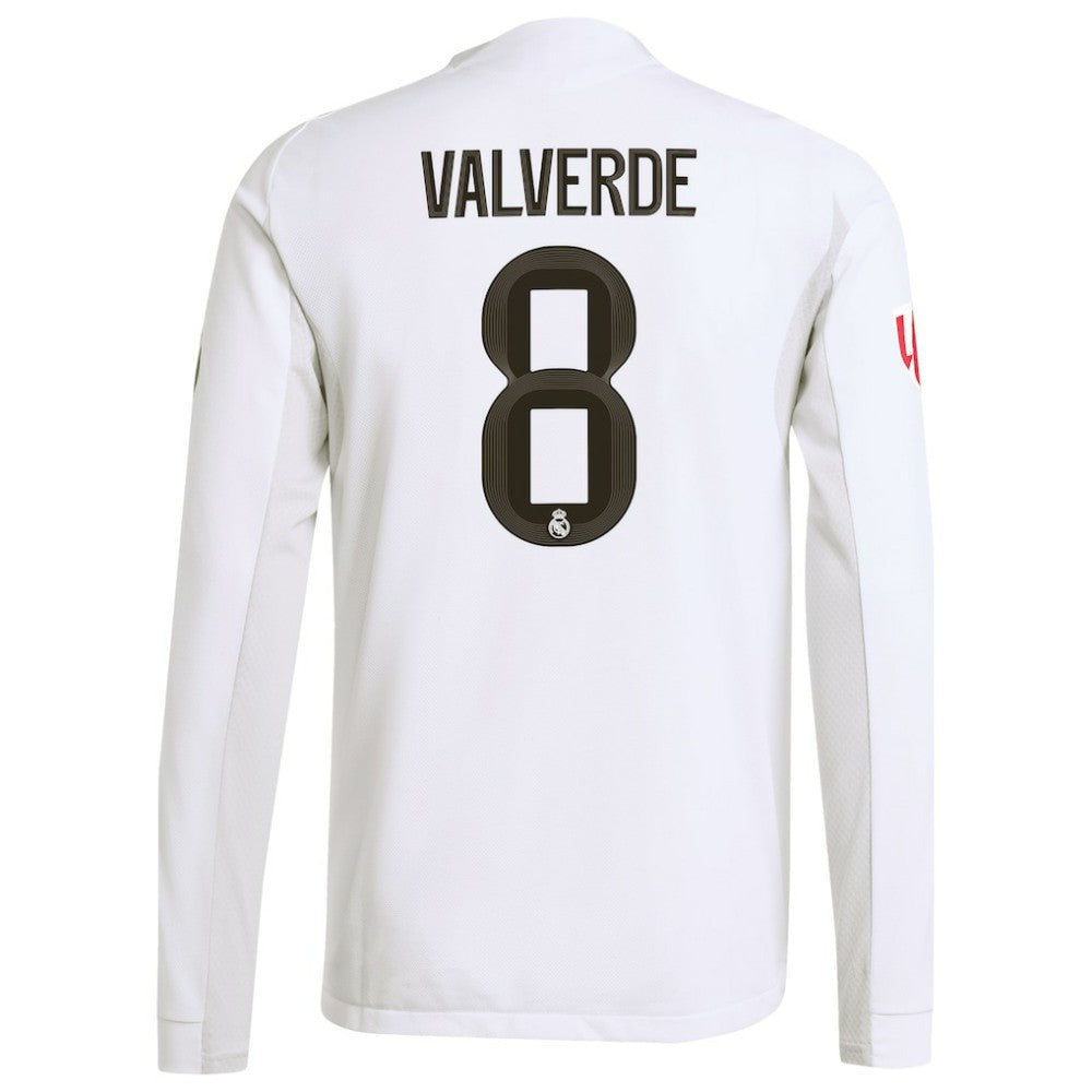 Adidas - Federico Valverde Real Madrid 2025/26 Home Long Sleeve Jersey - White