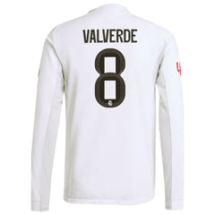 Adidas - Federico Valverde Real Madrid 2025/26 Home Long Sleeve Jersey - White