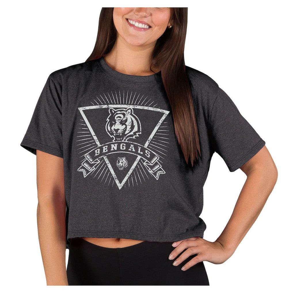 Cincinnati Bengals Concepts Sport Women's Quest Knit Crop Top - Charcoal - NFL