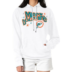 Miami Dolphins Starter Women's Fireworks Fleece Pullover Hoodie - White - NFL