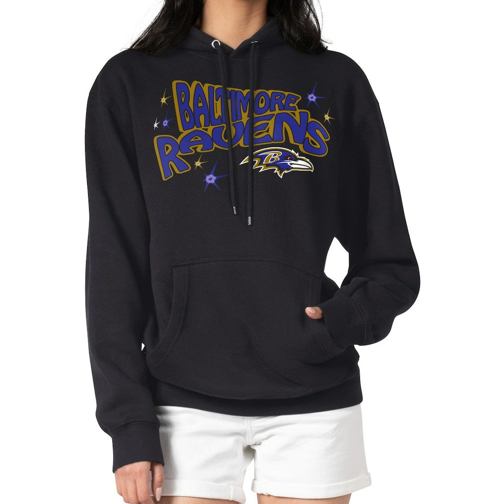 Baltimore Ravens Starter Women's Fireworks Fleece Pullover Hoodie - Black - NFL