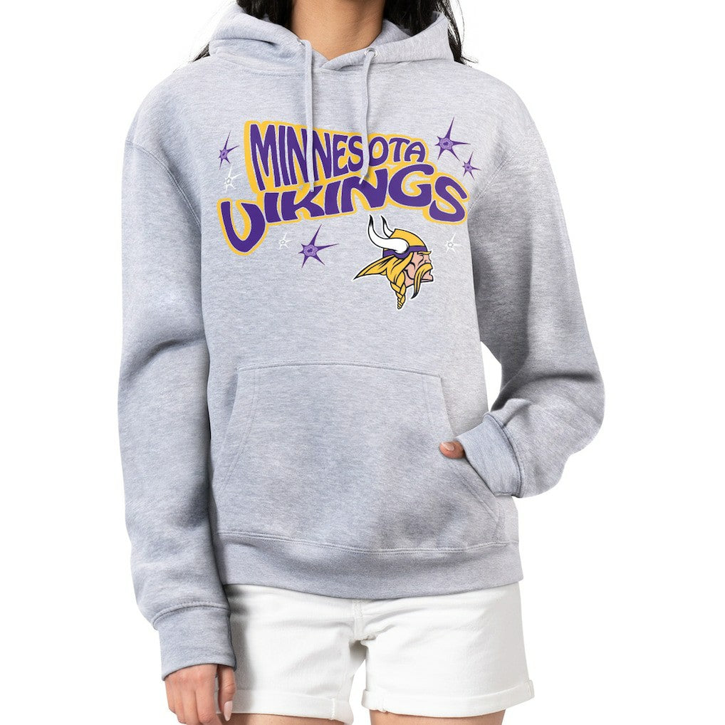 Minnesota Vikings Starter Women's Fireworks Fleece Pullover Hoodie - Gray - NFL