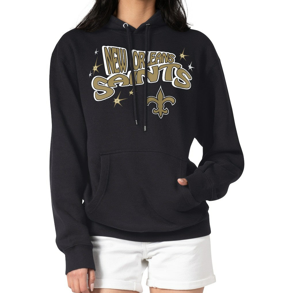 New Orleans Saints Starter Women's Fireworks Fleece Pullover Hoodie - Black - NFL